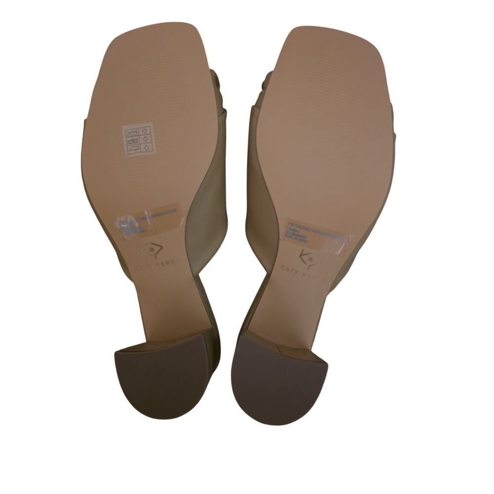 Katy Perry Tooliped Twisted Sandal 9.5 Nude Block Heel Square Toe NIB Minimalist - Picture 3 of 5